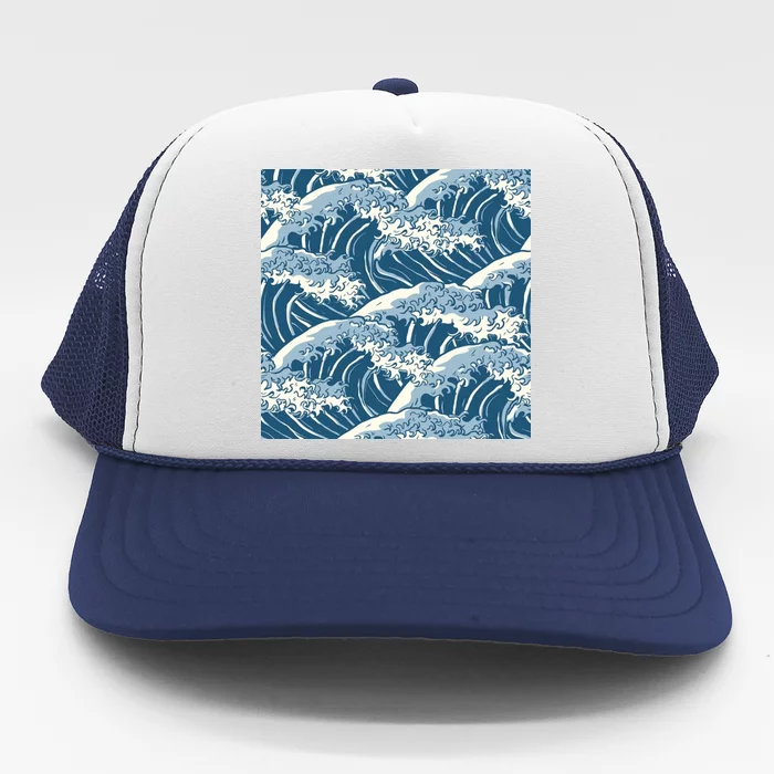 Ocean Wave Pattern Trucker Hat