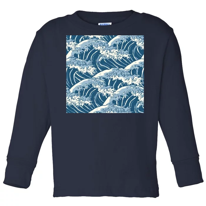 Ocean Wave Pattern Toddler Long Sleeve Shirt