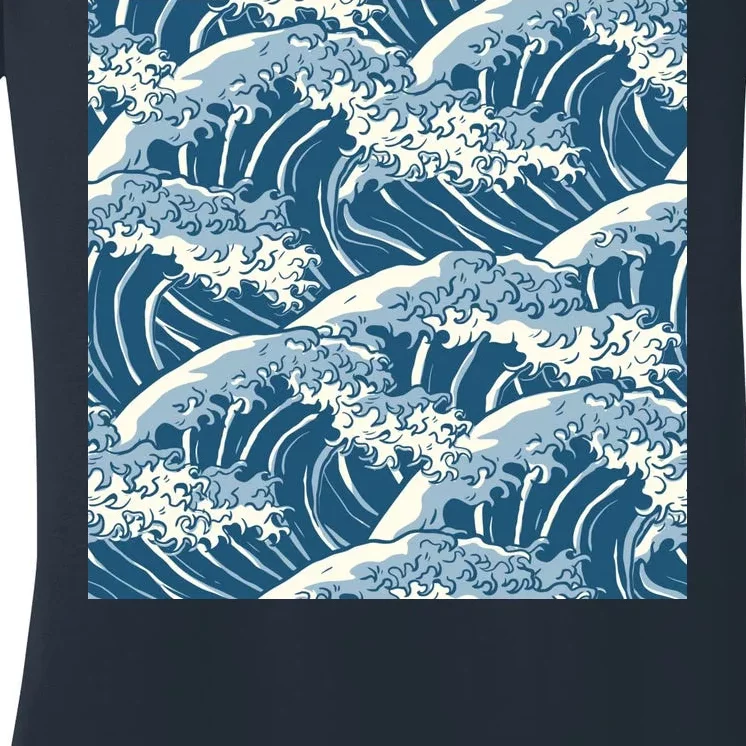 Ocean Wave Pattern Women's V-Neck T-Shirt