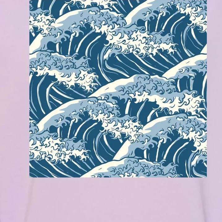 Ocean Wave Pattern Garment-Dyed Sweatshirt