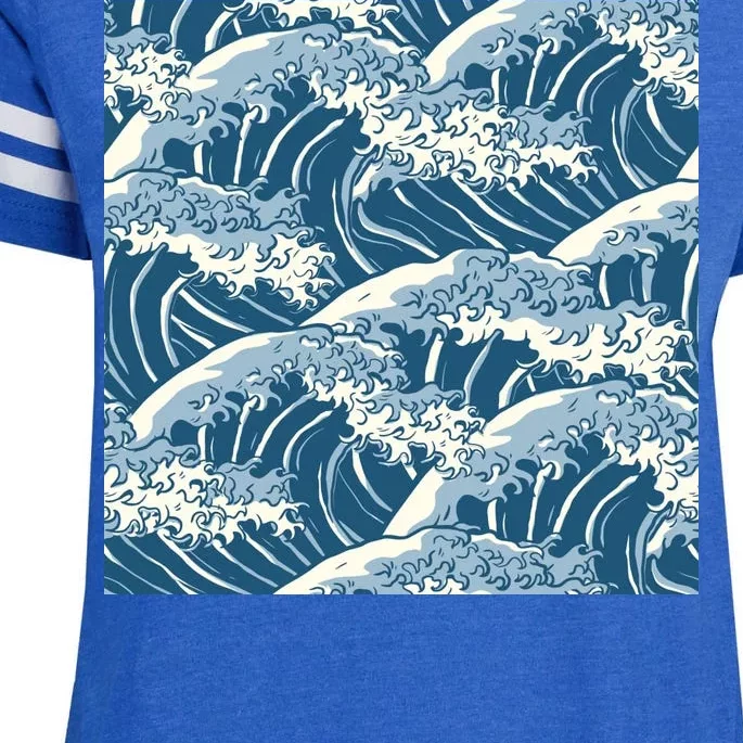 Ocean Wave Pattern Enza Ladies Jersey Football T-Shirt