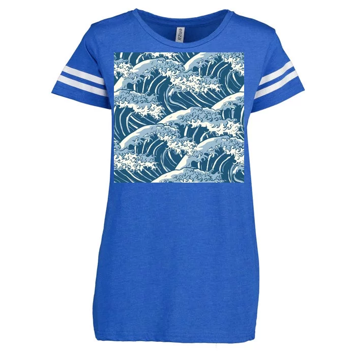 Ocean Wave Pattern Enza Ladies Jersey Football T-Shirt