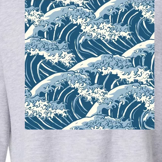 Ocean Wave Pattern Cropped Pullover Crew