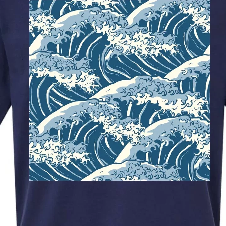 Ocean Wave Pattern Sueded Cloud Jersey T-Shirt