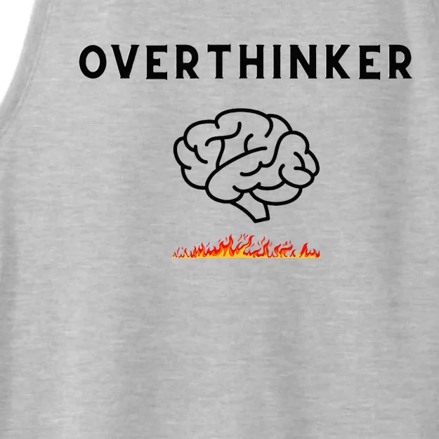 Overthinker With Picture Of Brain And Fire Ladies Tri-Blend Wicking Tank