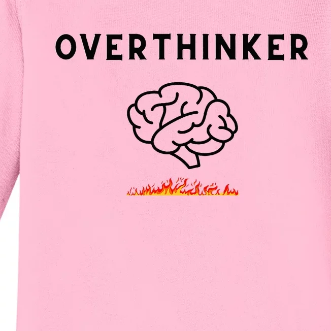 Overthinker With Picture Of Brain And Fire Baby Long Sleeve Bodysuit