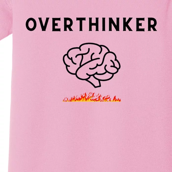 Overthinker With Picture Of Brain And Fire Baby Bodysuit