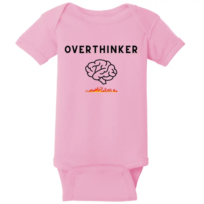 Overthinker With Picture Of Brain And Fire Baby Bodysuit