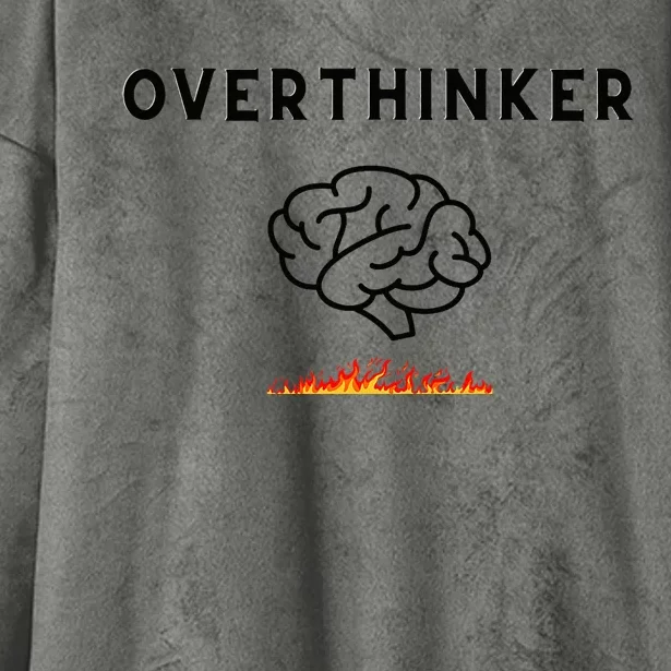 Overthinker With Picture Of Brain And Fire Hooded Wearable Blanket