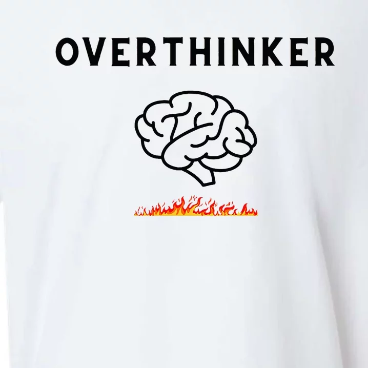 Overthinker With Picture Of Brain And Fire Sueded Cloud Jersey T-Shirt