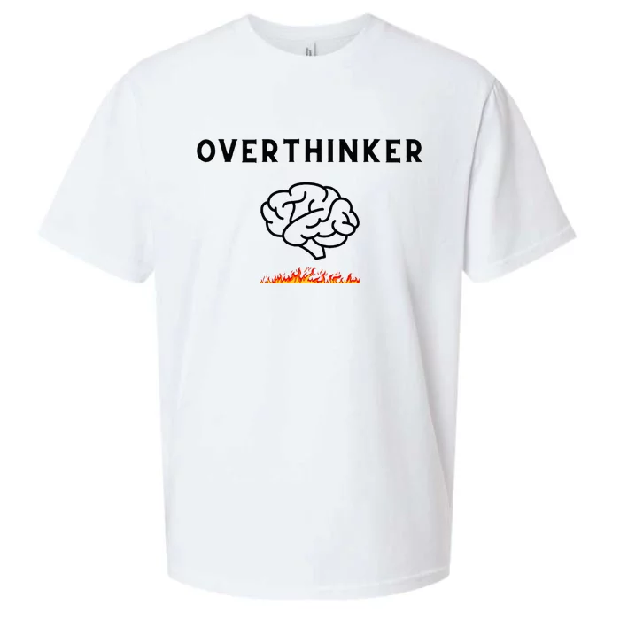 Overthinker With Picture Of Brain And Fire Sueded Cloud Jersey T-Shirt