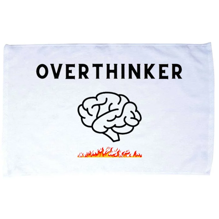 Overthinker With Picture Of Brain And Fire Microfiber Hand Towel