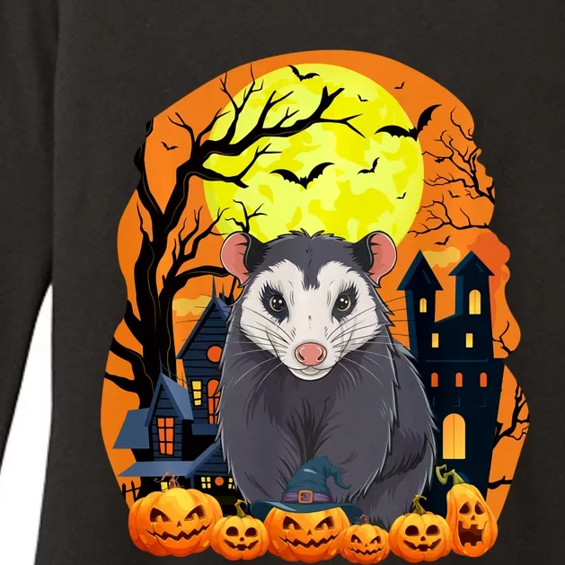 Opossum With Pumpkins Funny Scary Halloween Party Womens CVC Long Sleeve Shirt