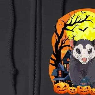 Opossum With Pumpkins Funny Scary Halloween Party Full Zip Hoodie