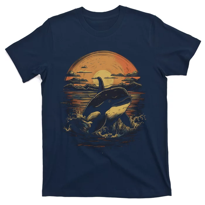 Orca Whale Retro Style Graphic Tees for Boy Girl T-Shirt