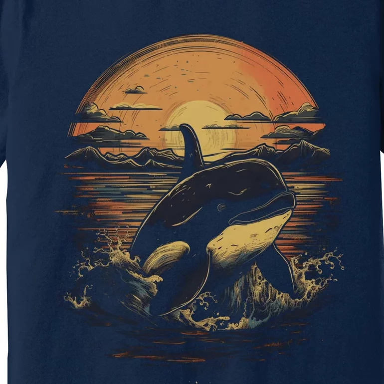 Orca Whale Retro Style Graphic Tees for Boy Girl Premium T-Shirt