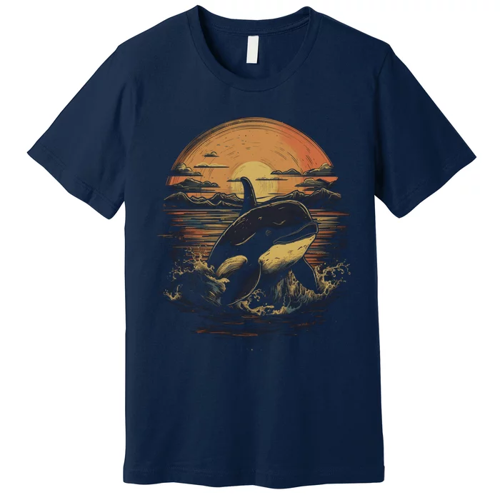 Orca Whale Retro Style Graphic Tees for Boy Girl Premium T-Shirt