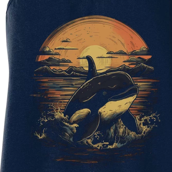 Orca Whale Retro Style Graphic Tees for Boy Girl Women's Racerback Tank