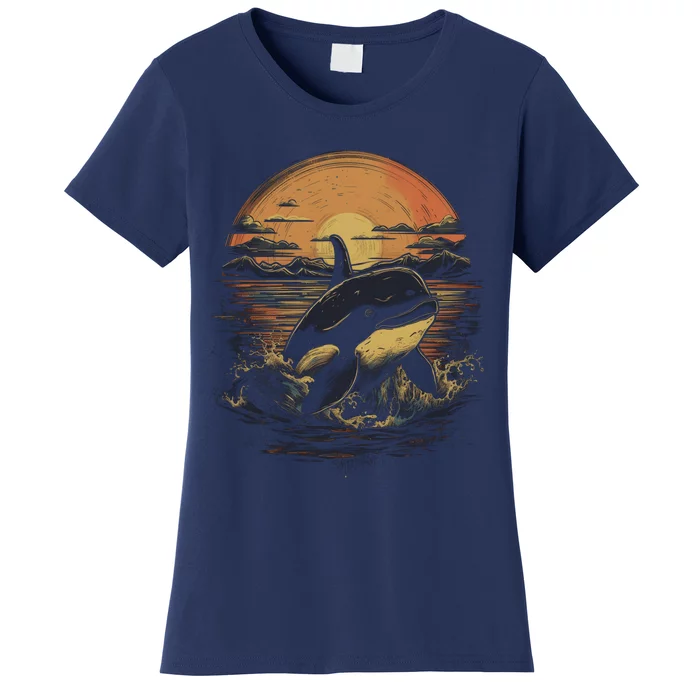 Orca Whale Retro Style Graphic Tees for Boy Girl Women's T-Shirt