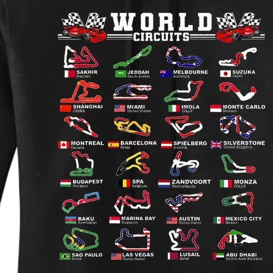 Open Wheel Racing World Circuits Race Tracks Women's Pullover Hoodie