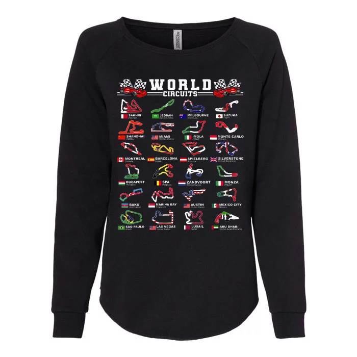 Open Wheel Racing World Circuits Race Tracks Womens California Wash Sweatshirt