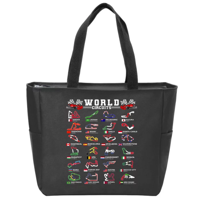 Open Wheel Racing World Circuits Race Tracks Zip Tote Bag