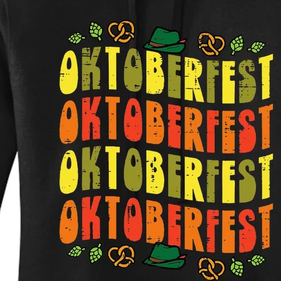 Oktoberfest Word Retro Groovy German Costume Women's Pullover Hoodie