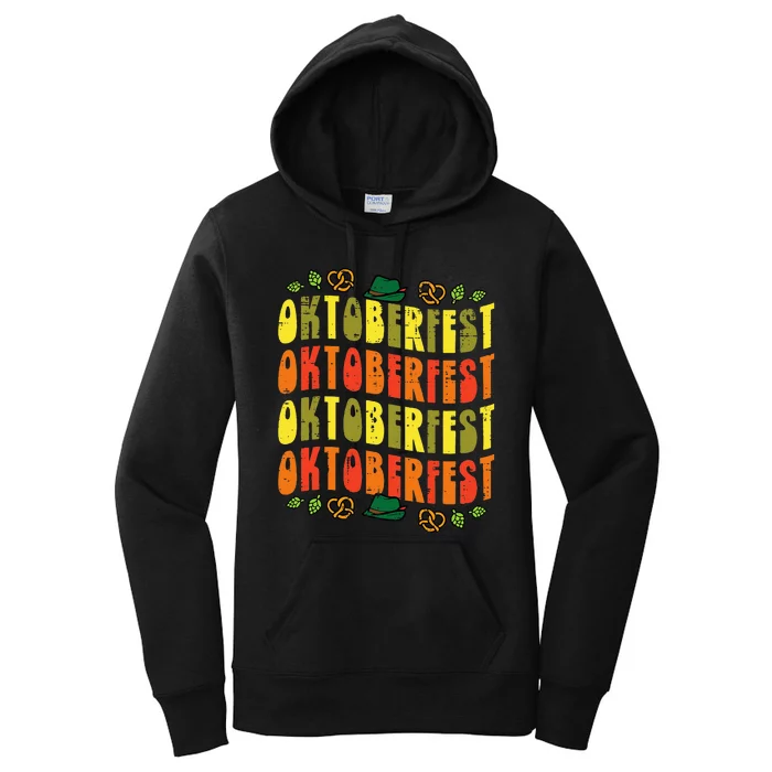 Oktoberfest Word Retro Groovy German Costume Women's Pullover Hoodie