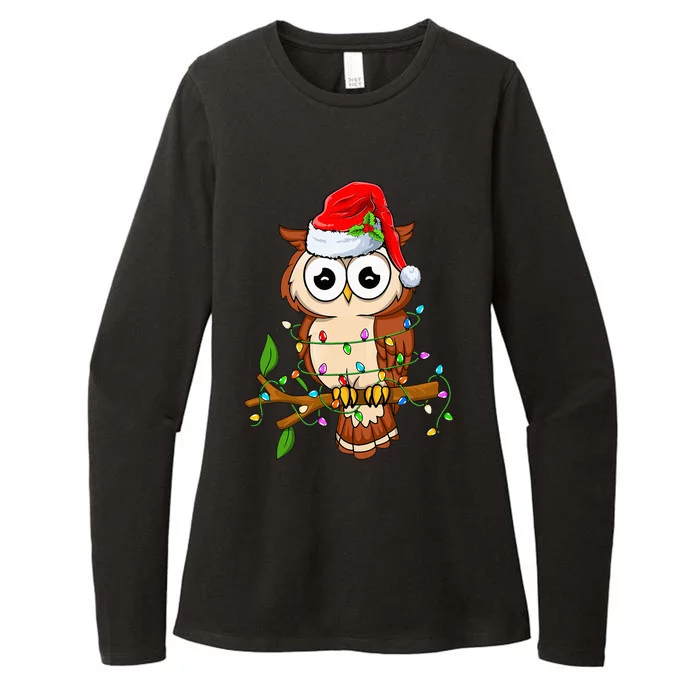 Owl Wearing Santa Hat Xmas Birds Owl Lover Christmas Womens CVC Long Sleeve Shirt