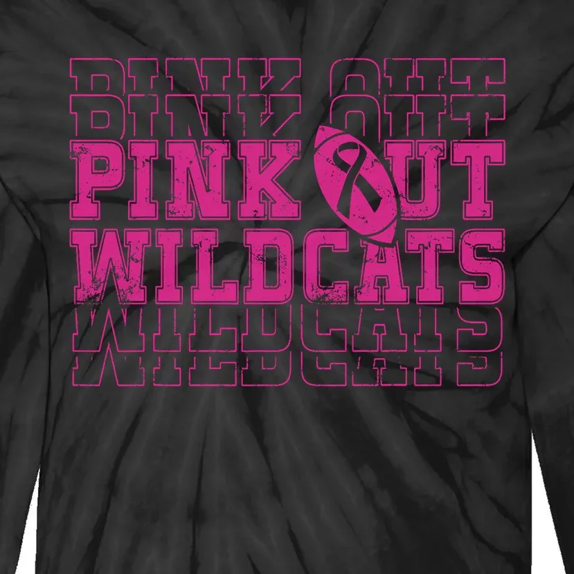 Out Wildcats School Wildcats Breast Cancer Awareness Tie-Dye Long Sleeve Shirt