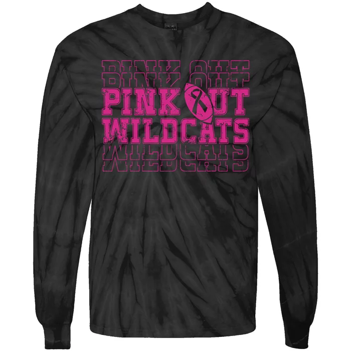 Out Wildcats School Wildcats Breast Cancer Awareness Tie-Dye Long Sleeve Shirt