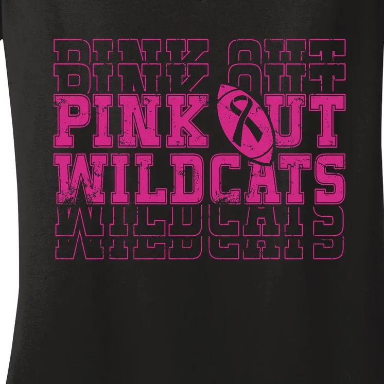 Out Wildcats School Wildcats Breast Cancer Awareness Women's V-Neck T-Shirt