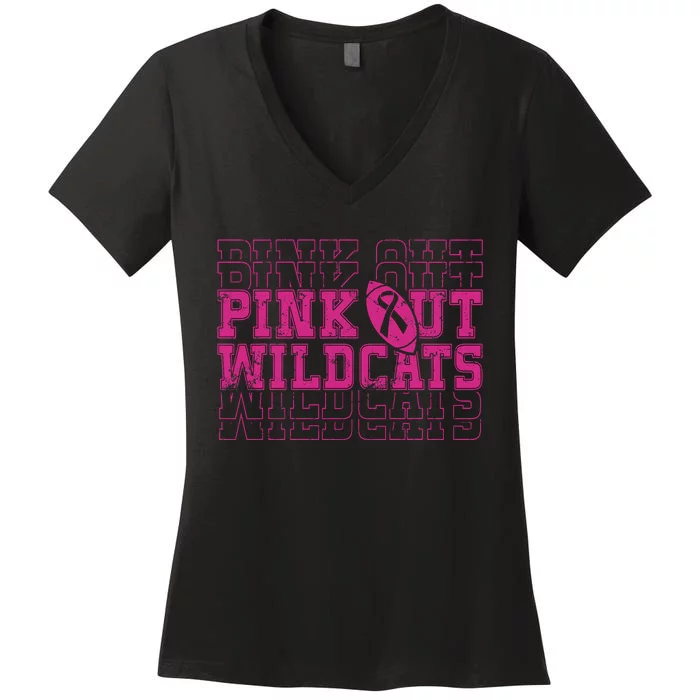 Out Wildcats School Wildcats Breast Cancer Awareness Women's V-Neck T-Shirt