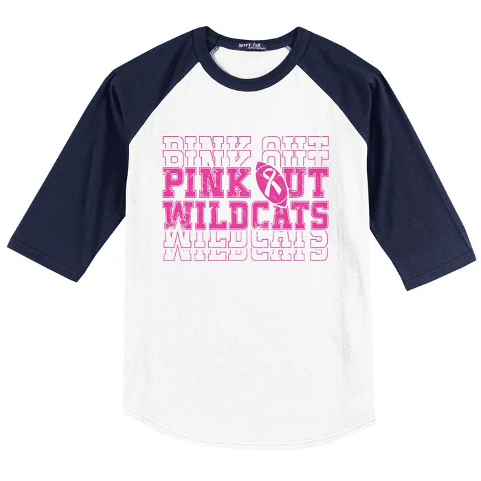 Out Wildcats School Wildcats Breast Cancer Awareness Baseball Sleeve Shirt