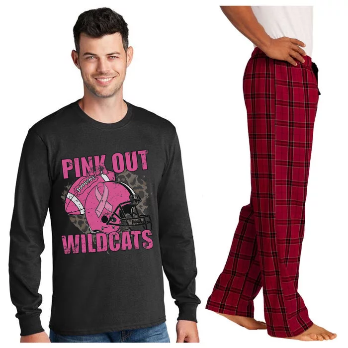 Out Wildcats School Wildcats Breast Cancer Long Sleeve Pajama Set