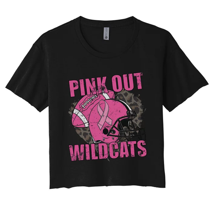 Out Wildcats School Wildcats Breast Cancer Women's Crop Top Tee