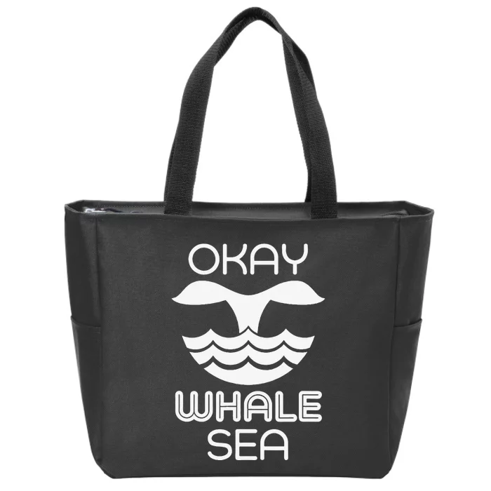 Okay Whale Sea Zip Tote Bag