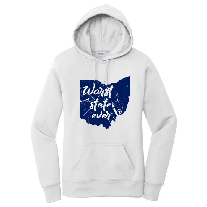 Ohio Worst State Ever Distressed Women's Pullover Hoodie