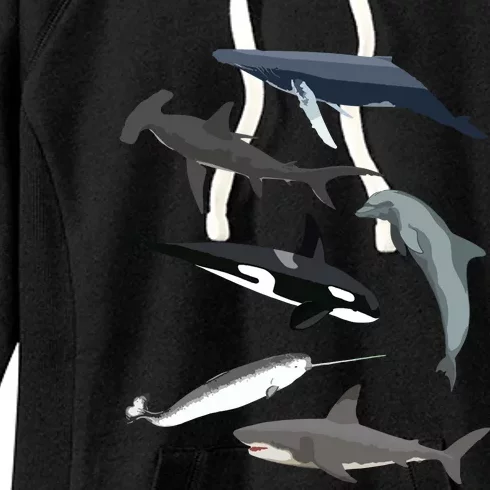 Orca Whale Shark Narwhal Dolphin Sea Creatures Women's Fleece Hoodie