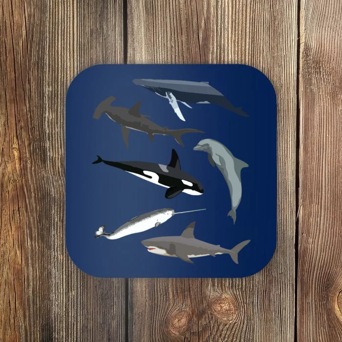 Orca Whale Shark Narwhal Dolphin Sea Creatures Coaster