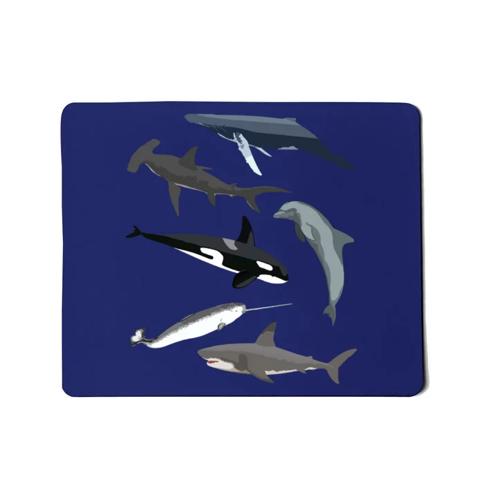 Orca Whale Shark Narwhal Dolphin Sea Creatures Mousepad