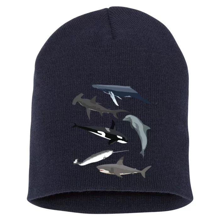 Orca Whale Shark Narwhal Dolphin Sea Creatures Short Acrylic Beanie