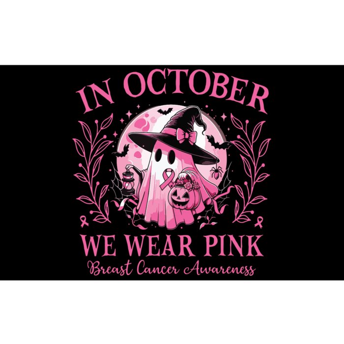 October We Wear Breast Cancer Awareness Halloween Ghost Bumper Sticker