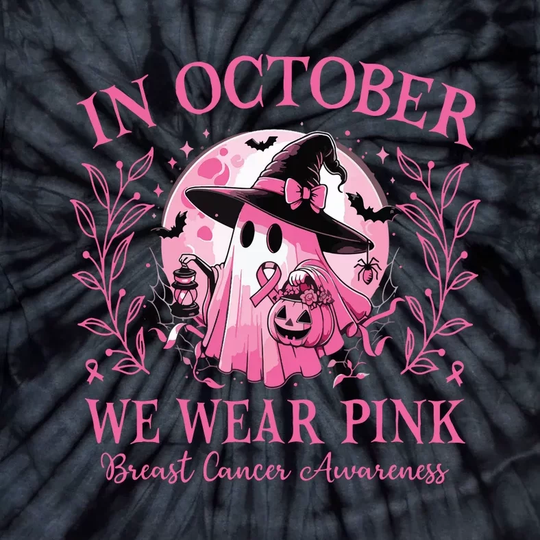 October We Wear Breast Cancer Awareness Halloween Ghost Tie-Dye T-Shirt