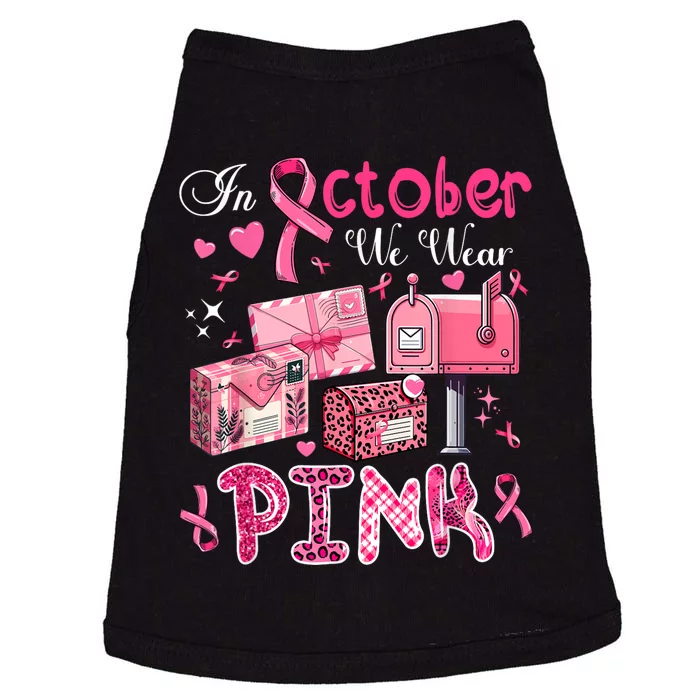 October We Wear Breast Cancer Awareness Postal Worker Doggie Tank