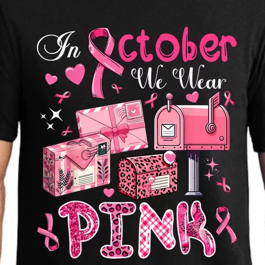 October We Wear Breast Cancer Awareness Postal Worker Pajama Set