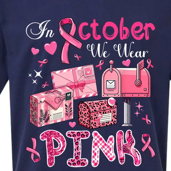 October We Wear Breast Cancer Awareness Postal Worker Sueded Cloud Jersey T-Shirt