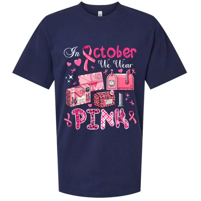 October We Wear Breast Cancer Awareness Postal Worker Sueded Cloud Jersey T-Shirt