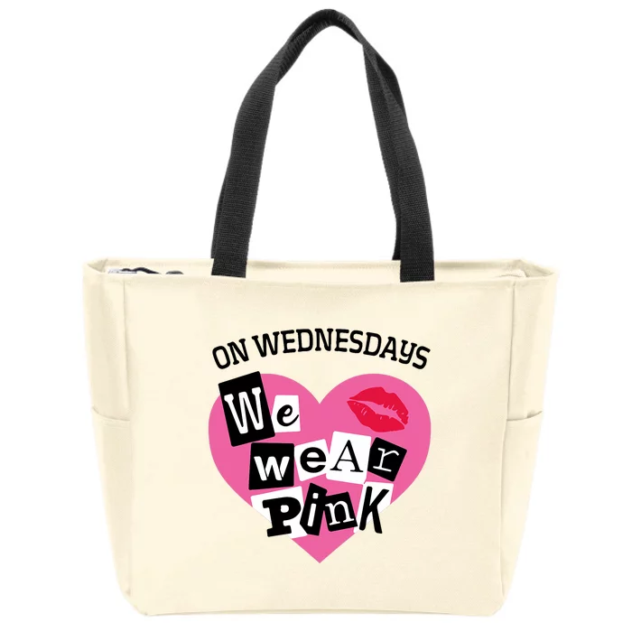 On Wednesday We Wear Pink Funny Valentine Zip Tote Bag