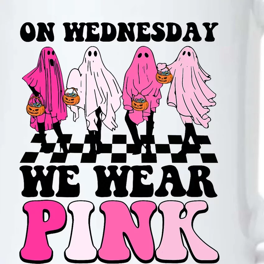 On Wednesday We Wear Pink Ghost Halloween Breast Cancer Black Color Changing Mug